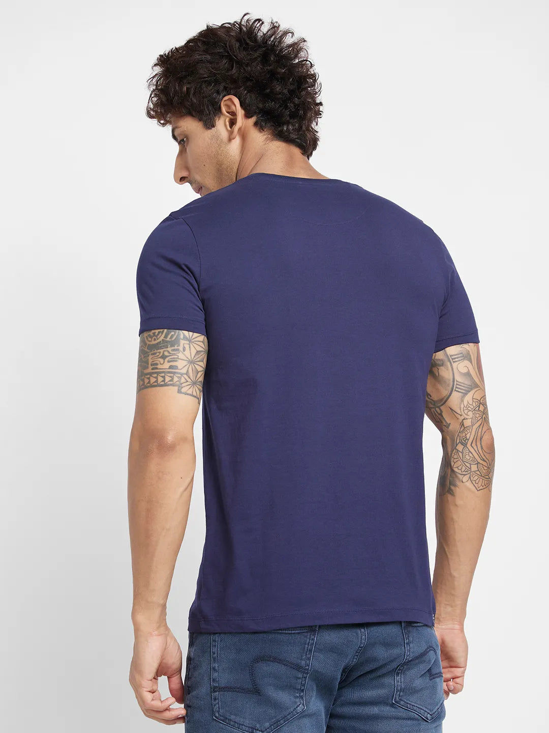Navy Regular Fit Round Neck Mens' T-Shirt by Being Human Clothing