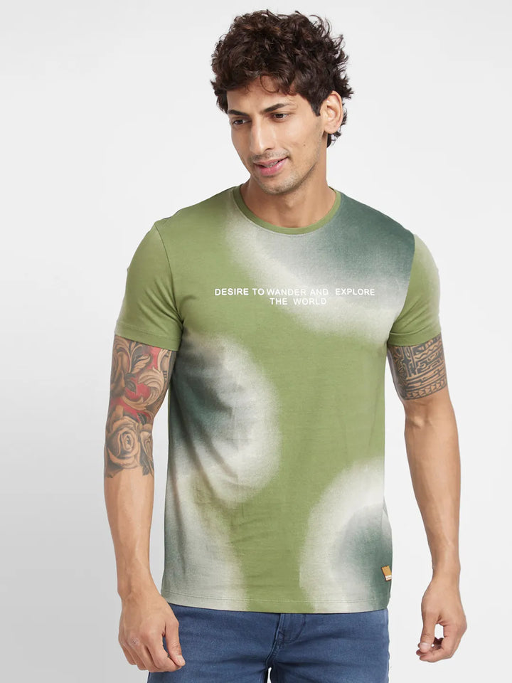 Olive Regular Fit Round Neck Men's T-Shirt by Being Human Clothing