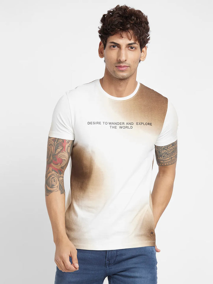 White Regular Fit Men's Short Sleeves T-Shirt by Being Human Clothing