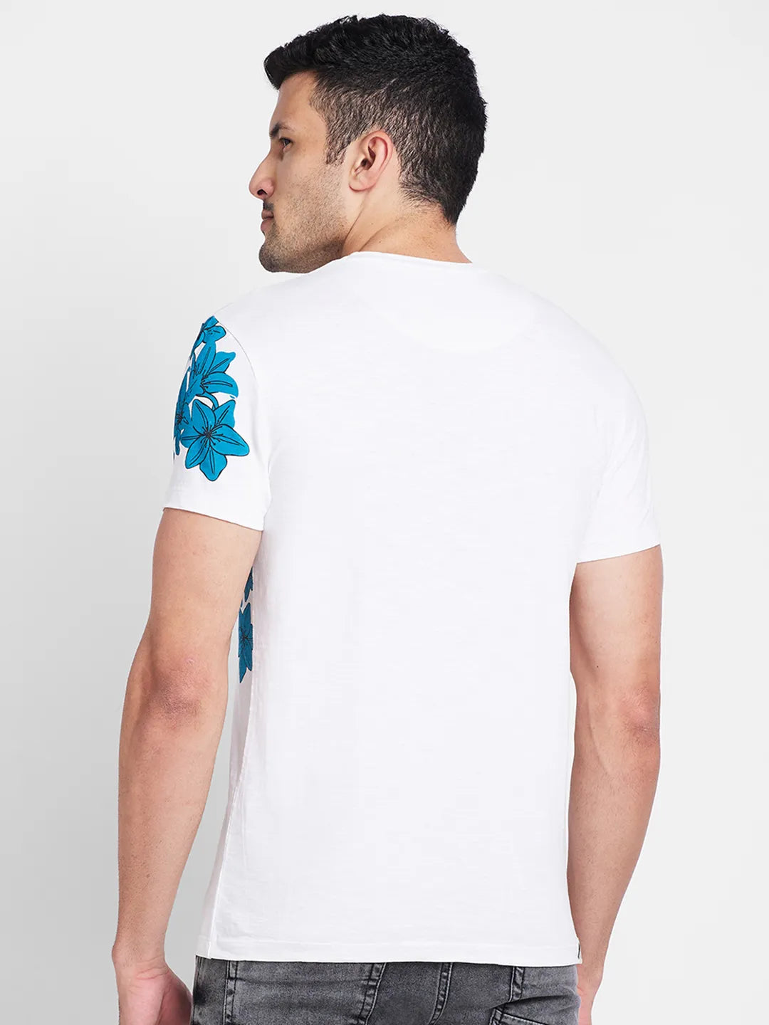 White Regular Fit Round Neck Men's T-Shirt by Being Human Clothing