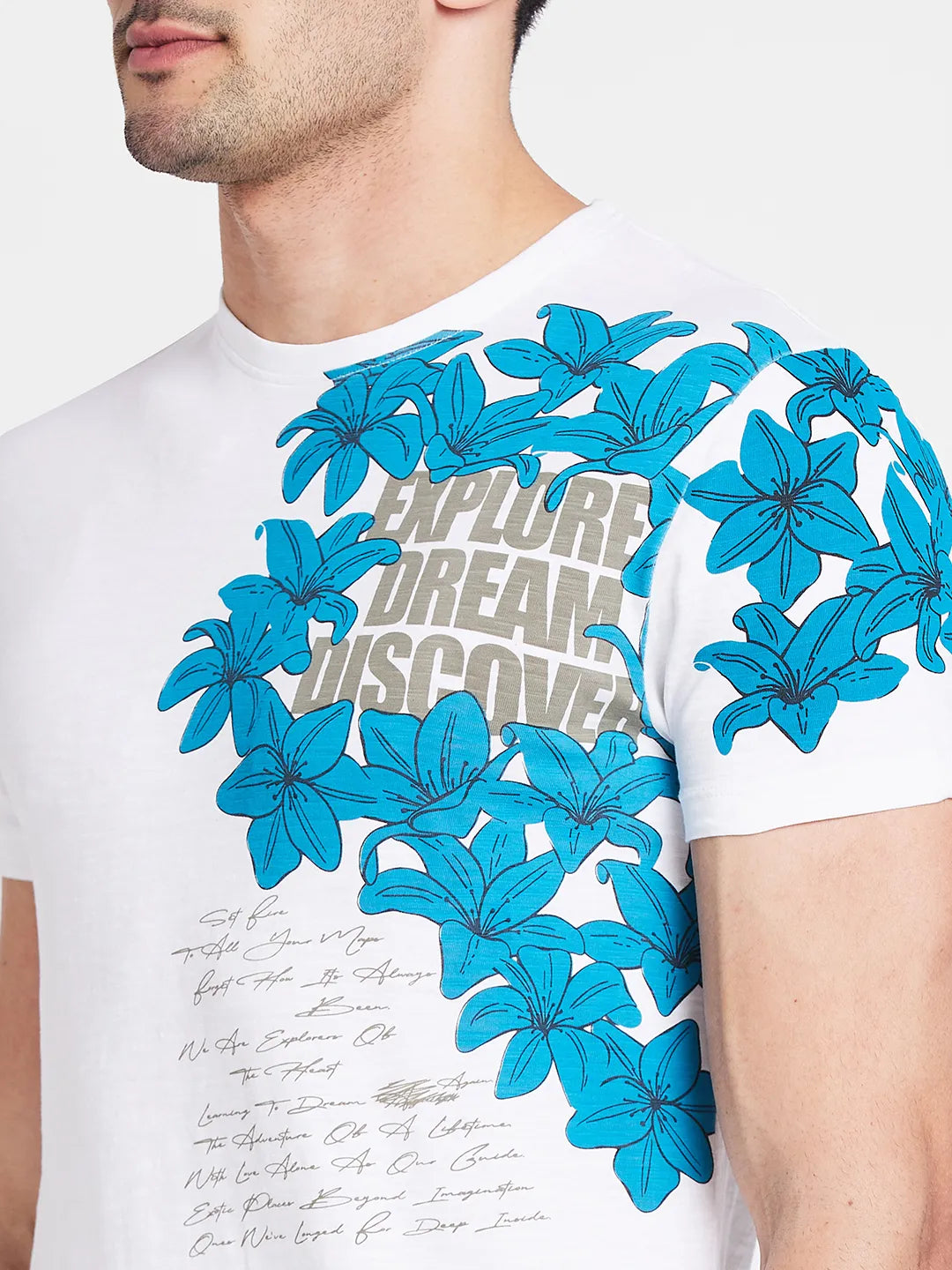 White Regular Fit Round Neck Men's T-Shirt by Being Human Clothing