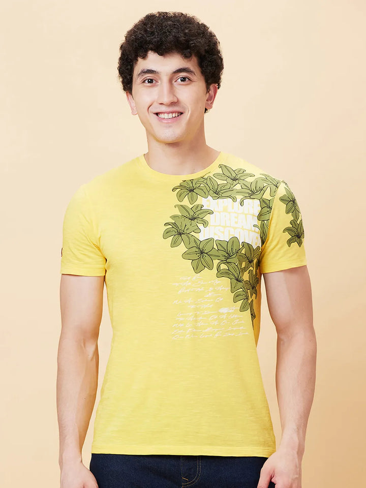 Yellow Regular Fit Men's Short Sleeves T-Shirt by Being Human Clothing