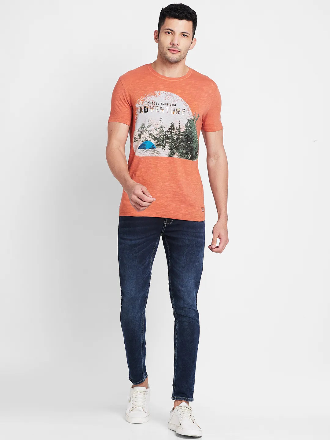 Rust Regular Fit Round Neck Men's T-Shirt by Being Human Clothing