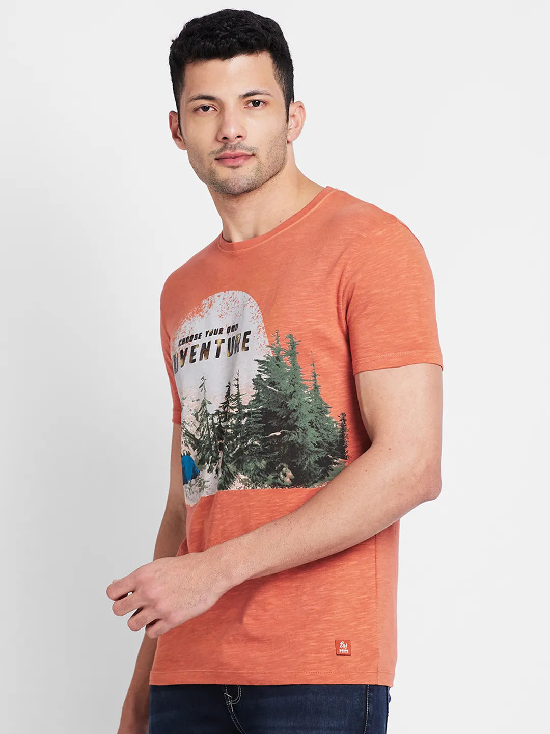 Rust Regular Fit Round Neck Men's T-Shirt by Being Human Clothing