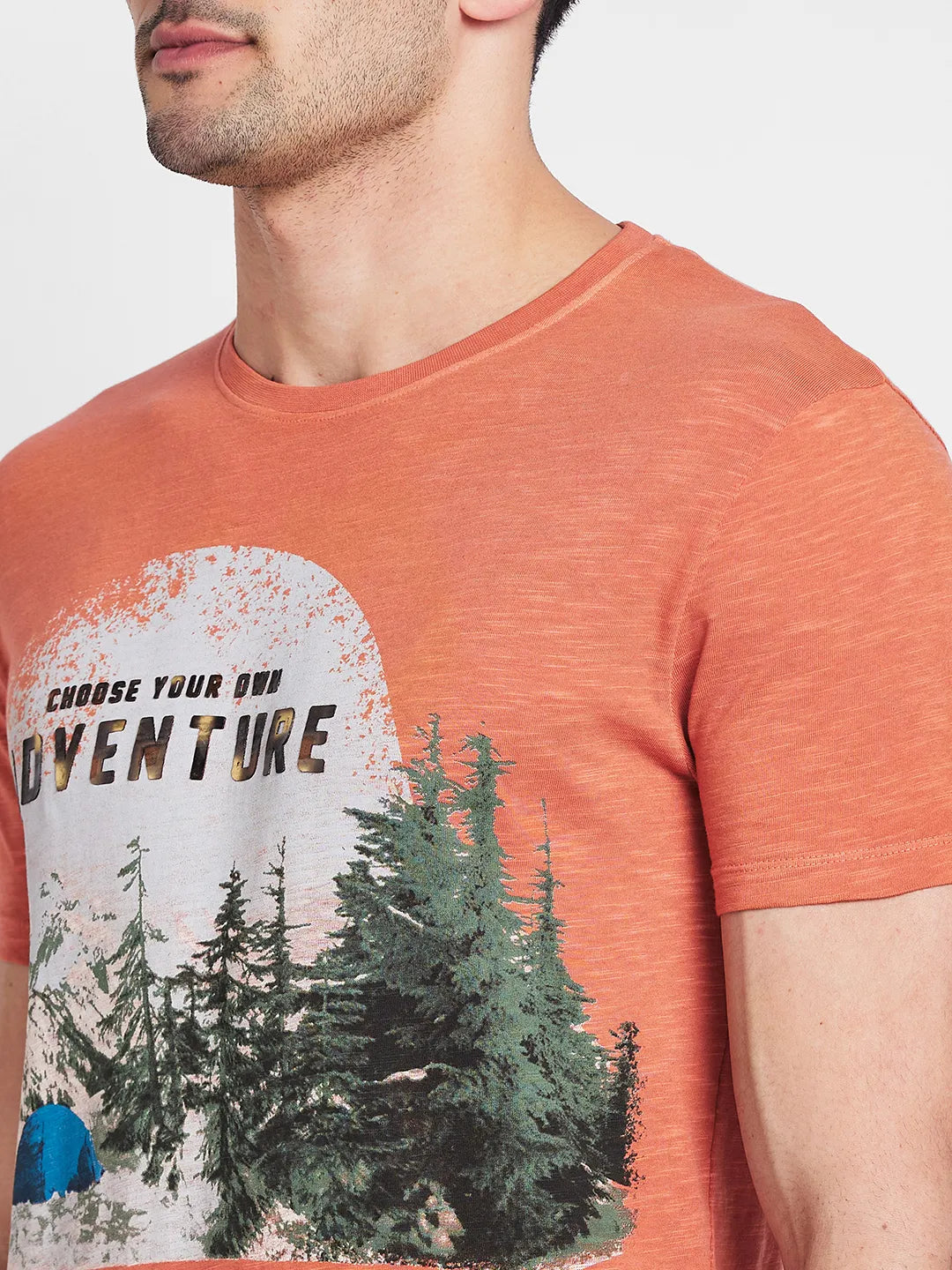 Rust Regular Fit Round Neck Men's T-Shirt by Being Human Clothing