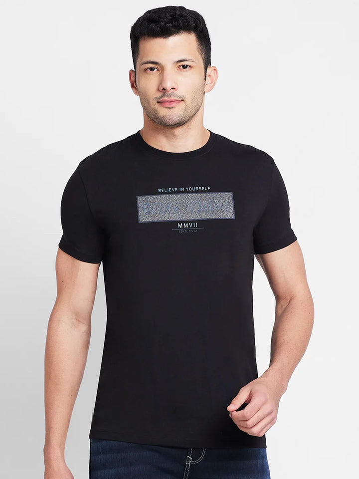 Black Regular Fit Men's Short Sleeves T-Shirt by Being Human Clothing