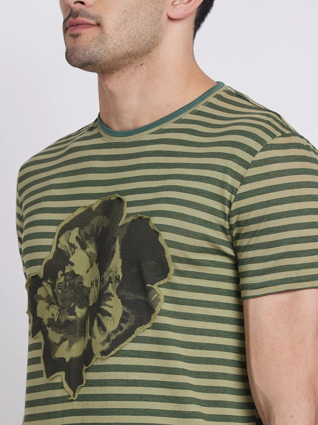 Olive Regular Fit Round Neck Men's T-Shirt by Being Human Clothing