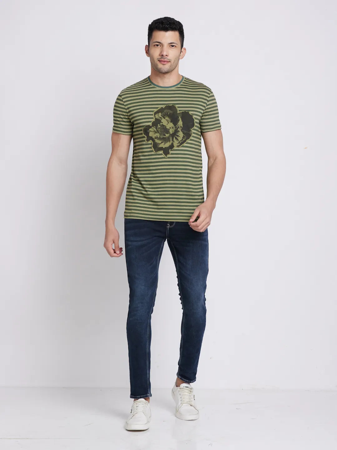 Olive Regular Fit Round Neck Men's T-Shirt by Being Human Clothing