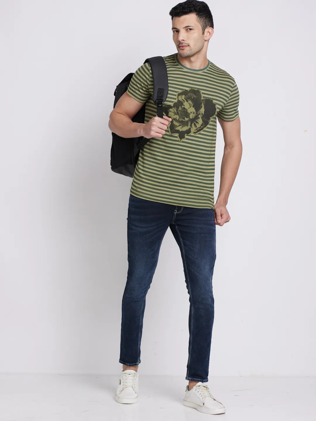 Olive Regular Fit Round Neck Men's T-Shirt by Being Human Clothing