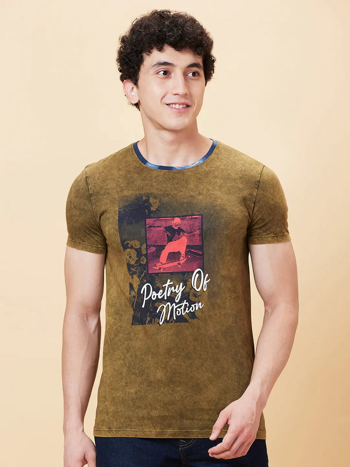 Green Regular Fit Men's Short Sleeves T-Shirt by Being Human Clothing