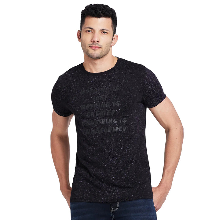 Black Regular Fit Men's Short Sleeves T-Shirt by Being Human Clothing