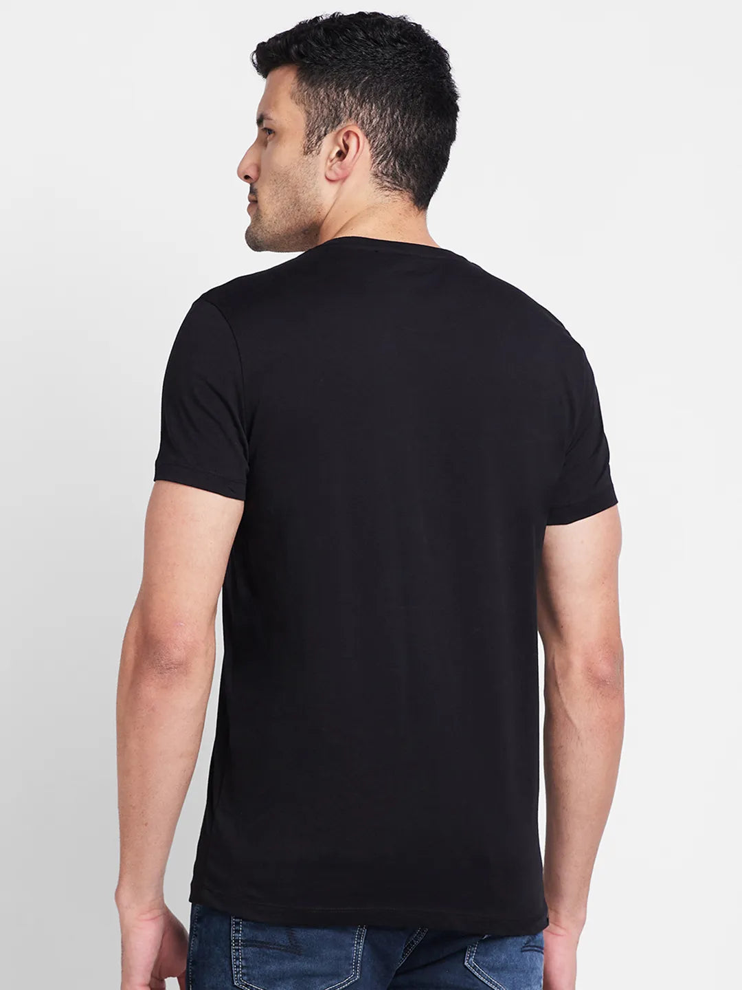 Black Regular Fit Round Neck Men's T-Shirt by Being Human Clothing