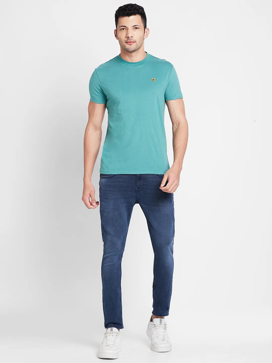 Green Regular Fit Round Neck Men's T-Shirt by Being Human Clothing