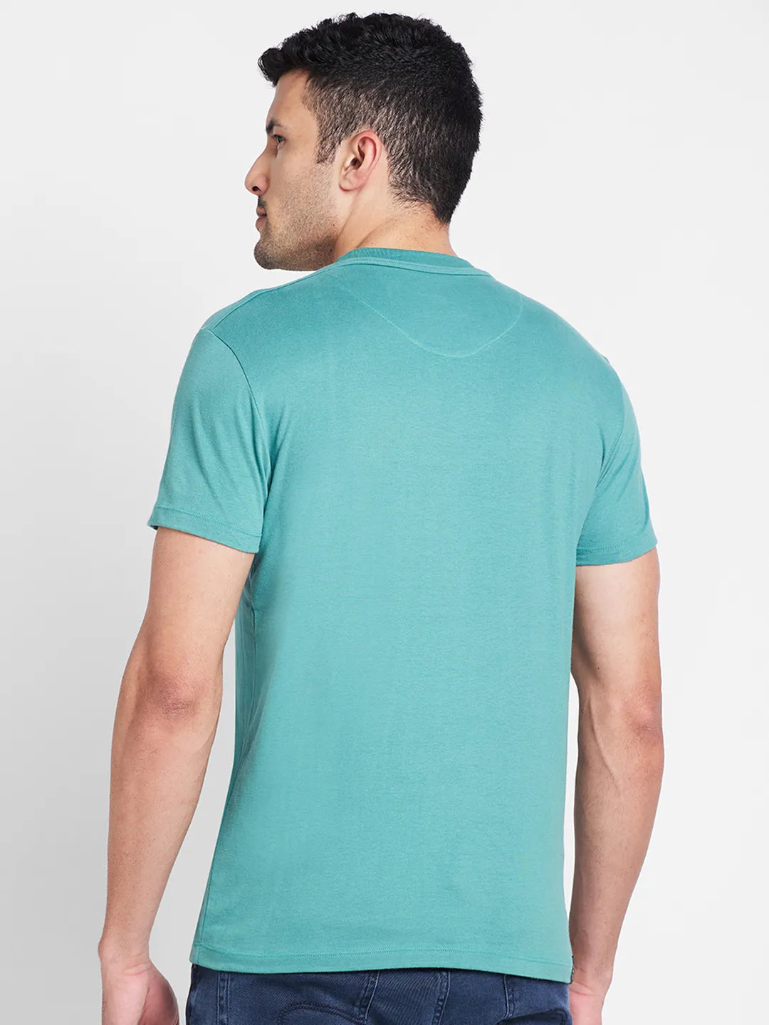 Green Regular Fit Round Neck Men's T-Shirt by Being Human Clothing