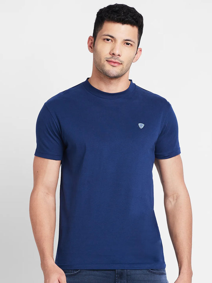 Navy Regular Fit Round Neck Men's T-Shirt by Being Human Clothing