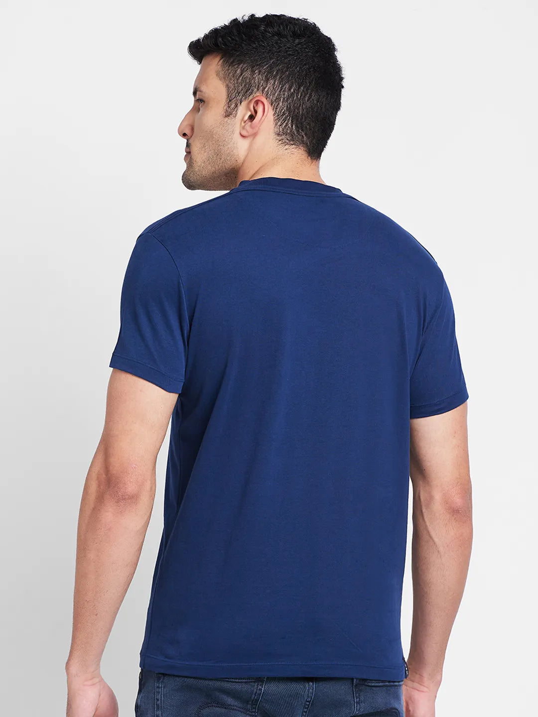 Navy Regular Fit Round Neck Mens' T-Shirt by Being Human Clothing