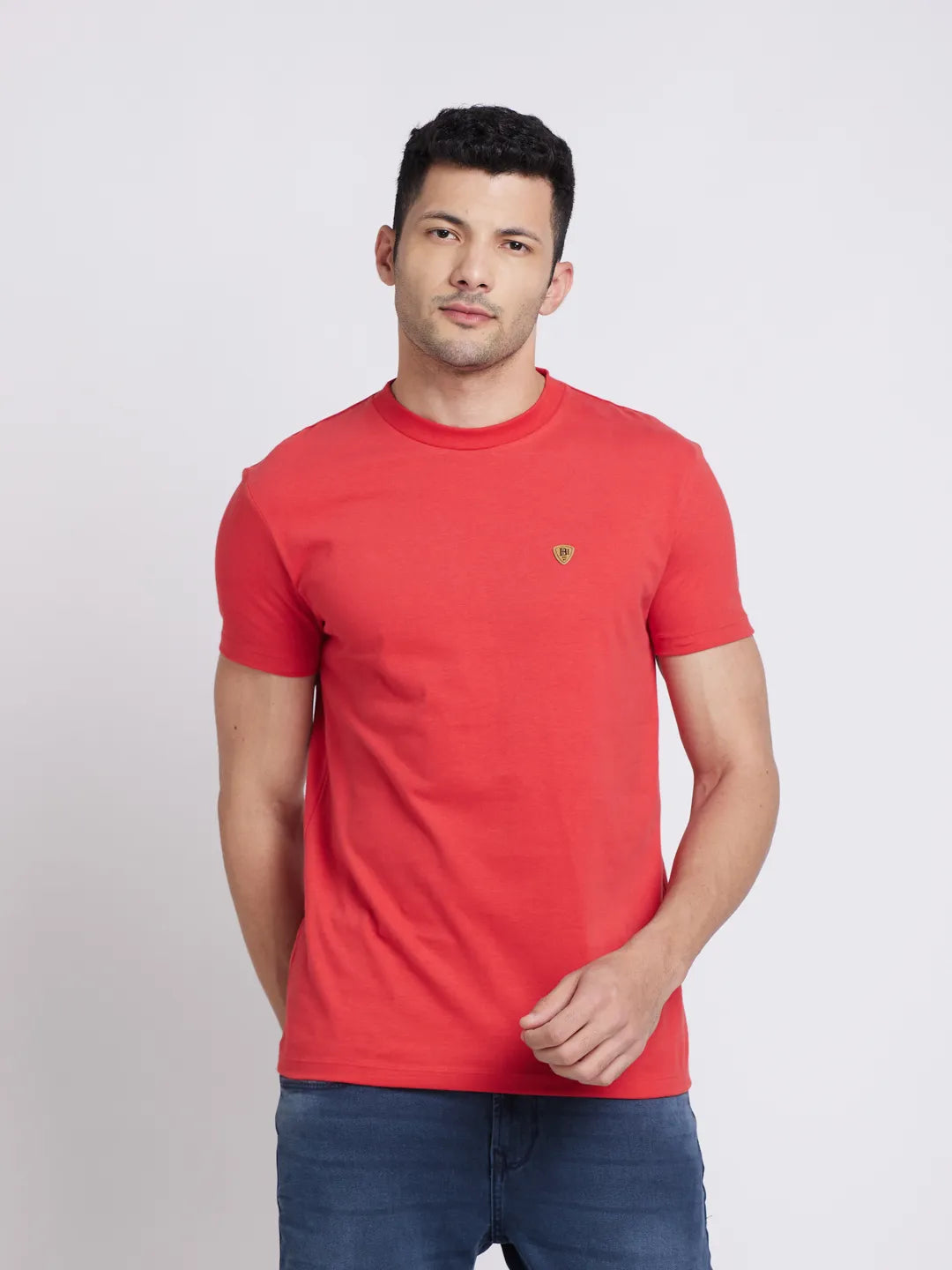 Red Regular Fit Round Neck Men's T-Shirt by Being Human Clothing