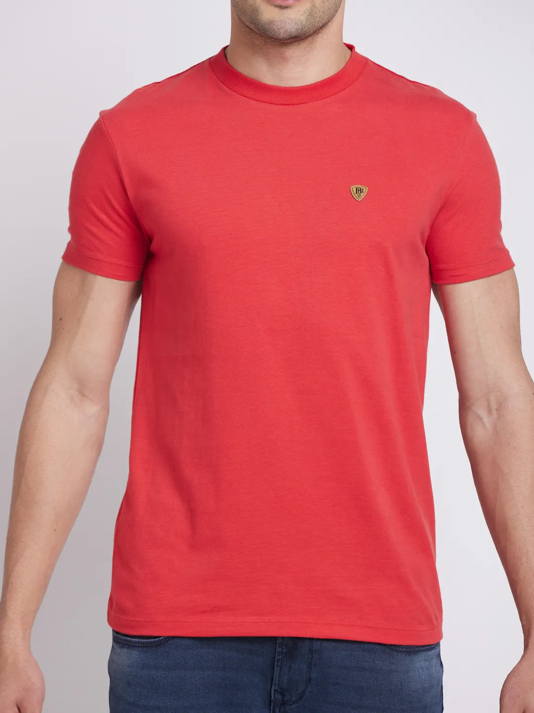 Red Regular Fit Round Neck Men's T-Shirt by Being Human Clothing