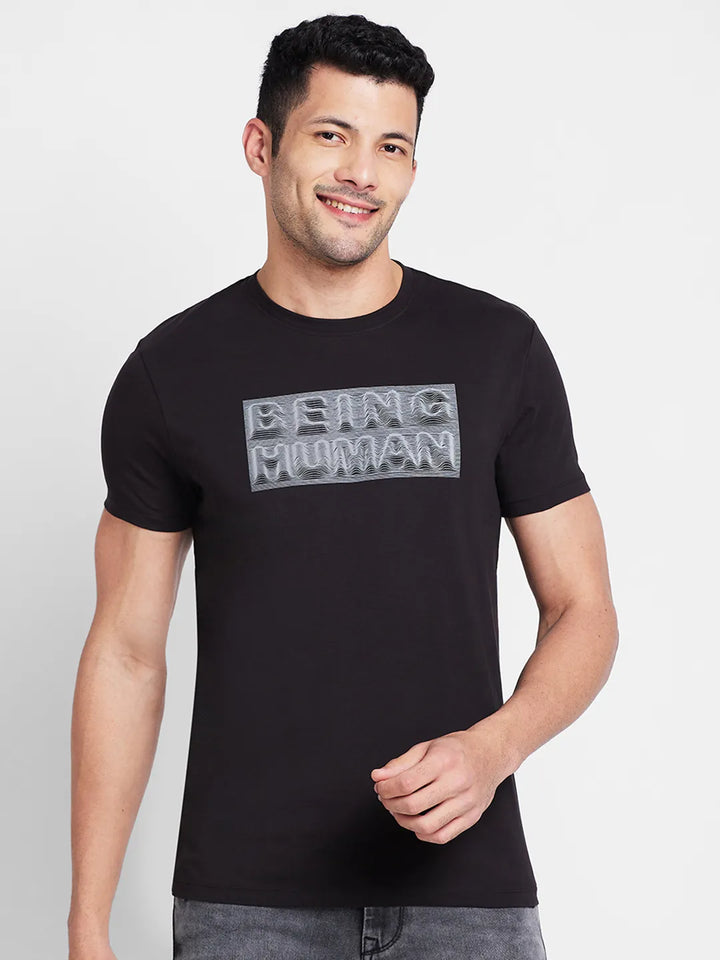 Black Regular Fit Men's Short Sleeves T-Shirt by Being Human Clothing