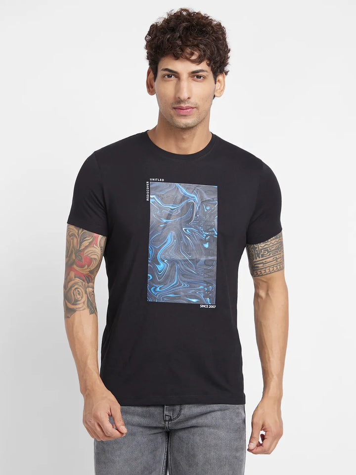 Black Regular Fit Men's Short Sleeves T-Shirt by Being Human Clothing