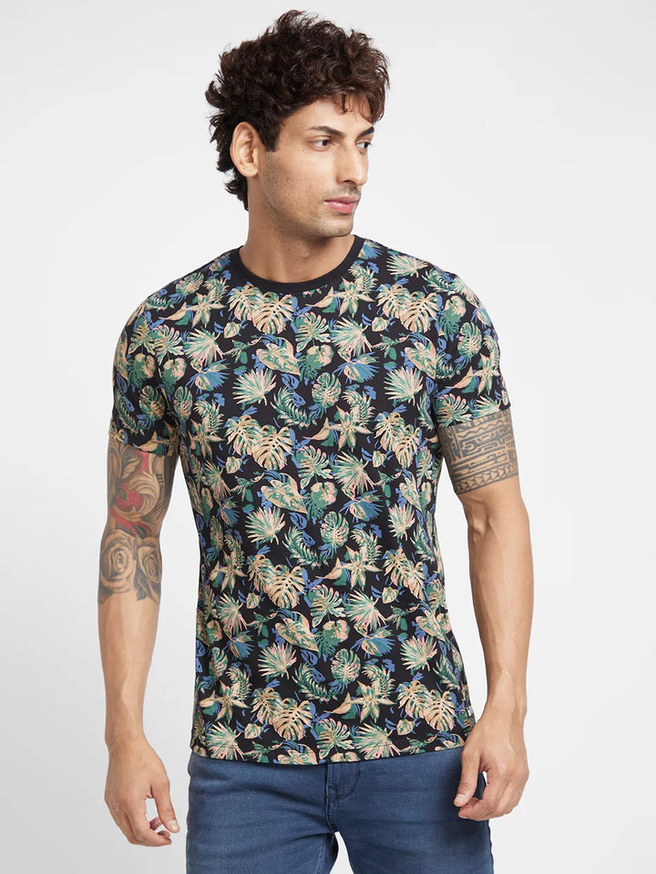 Regular Fit Men's All over Printed Short Sleeves T-Shirt by Being Human Clothing