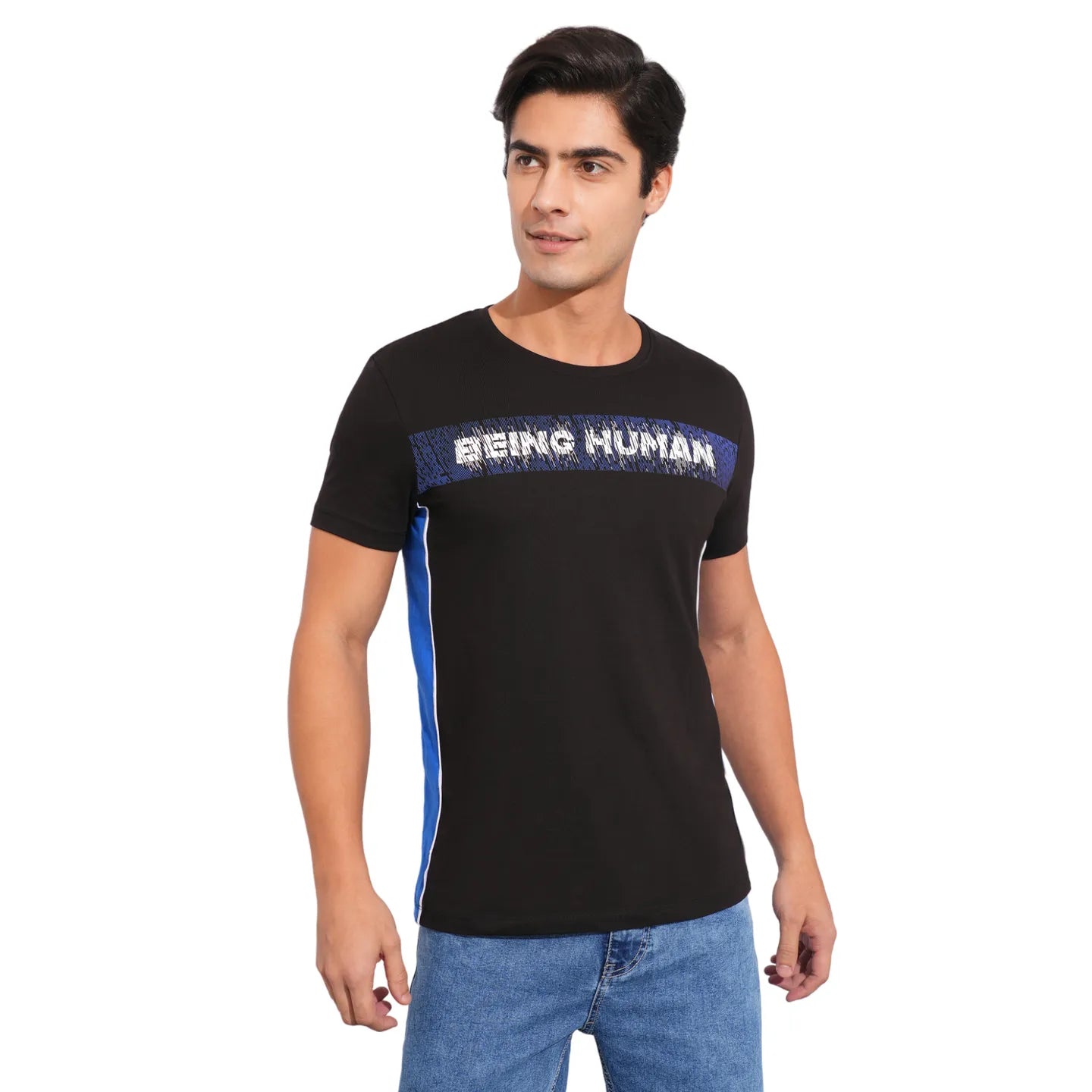 Black Regular Fit Men's T-Shirt By Being Human Clothing
