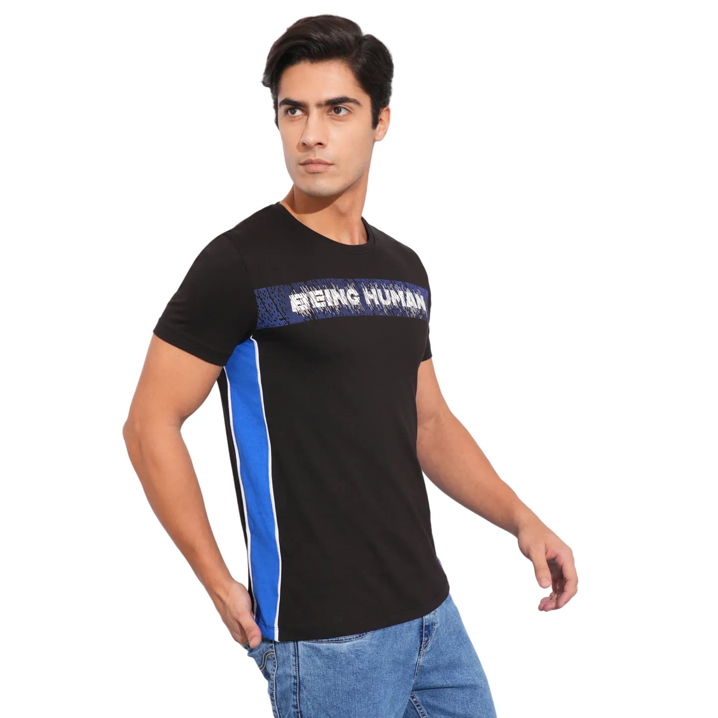 Black Regular Fit Men's T-Shirt By Being Human Clothing