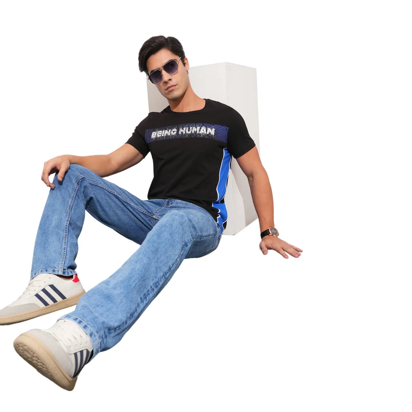 Black Regular Fit Men's T-Shirt By Being Human Clothing