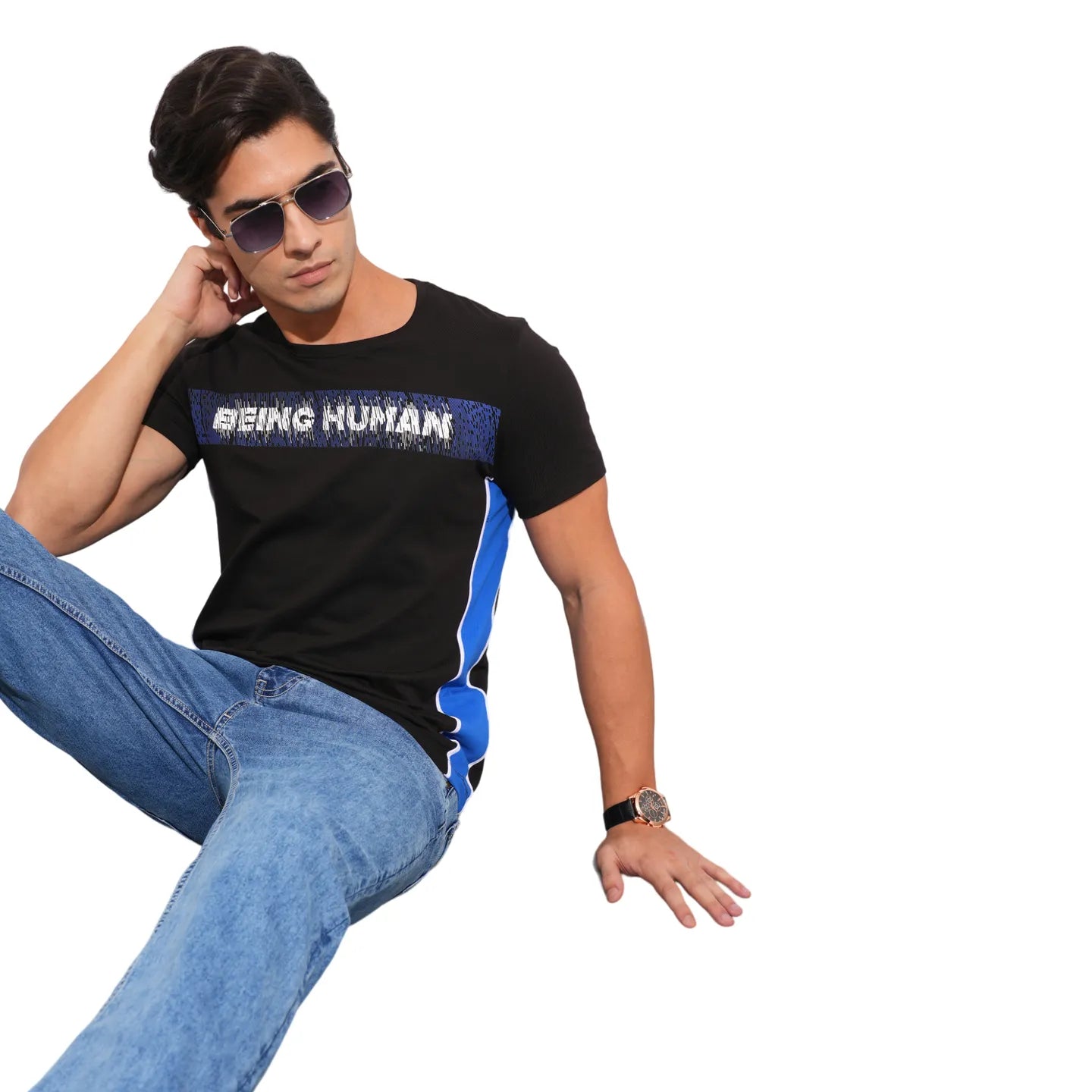 Black Regular Fit Men's T-Shirt By Being Human Clothing