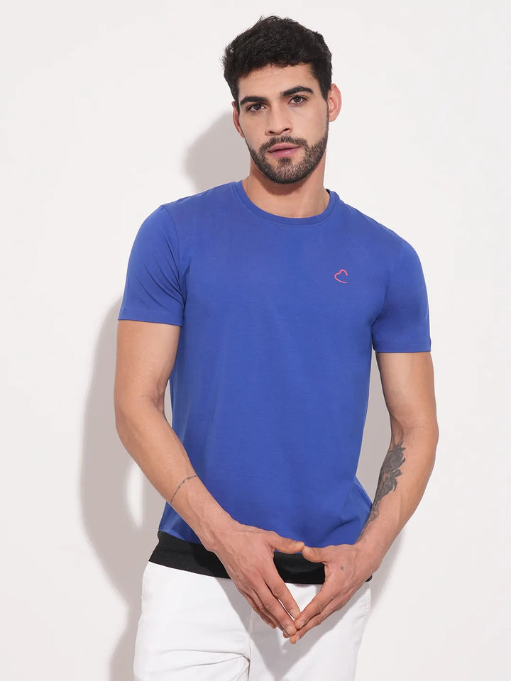 Blue Round Neck Men's T-Shirt By Being Human Clothing