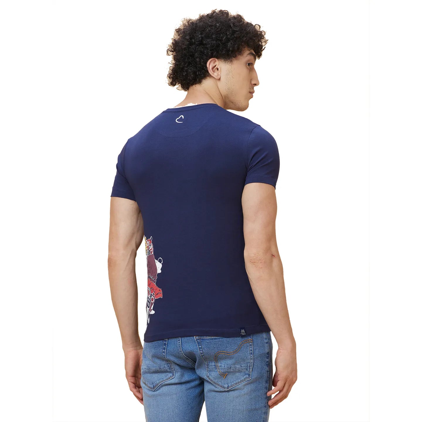 Navy Regular Fit Round Neck Men's T-Shirt by Being Human Clothing