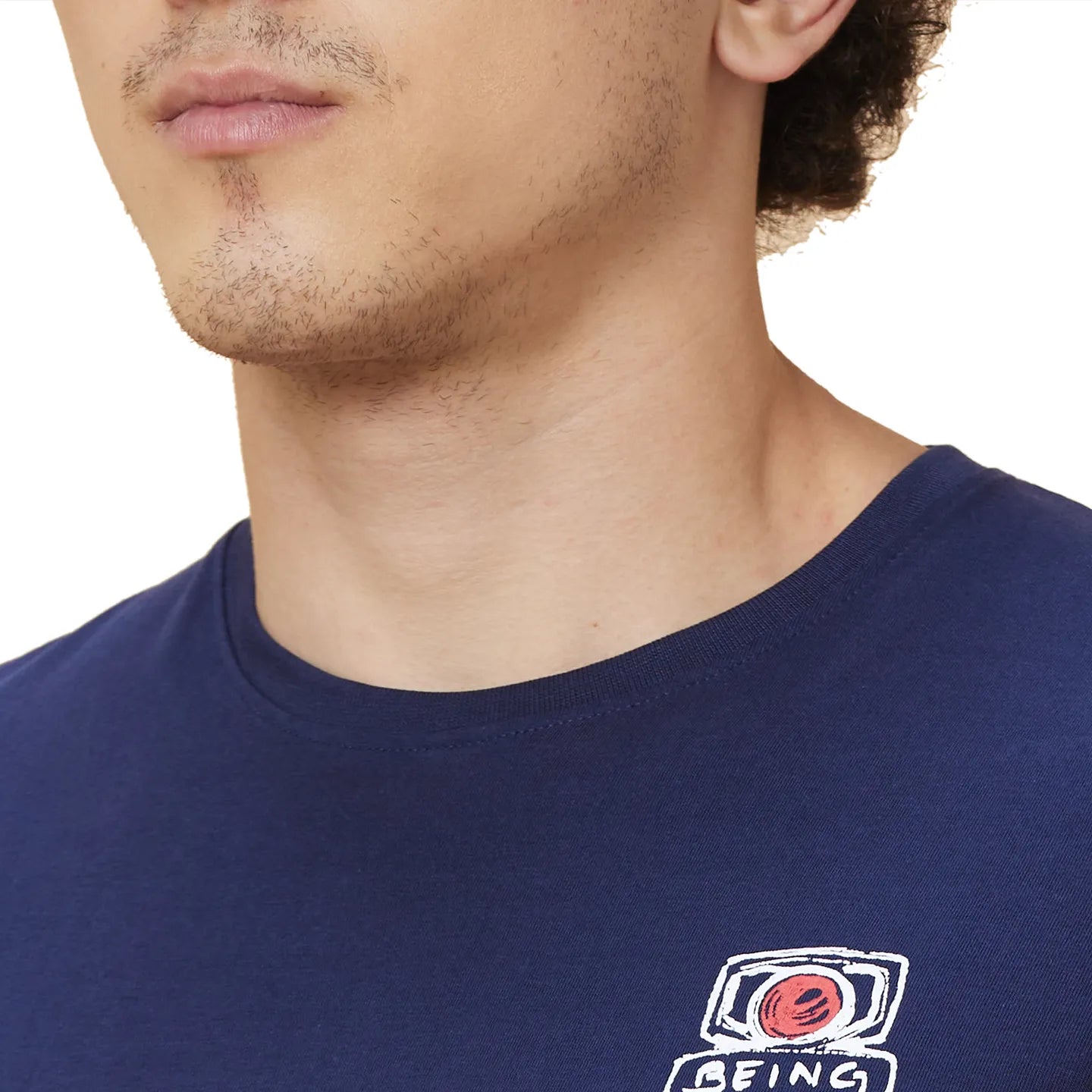 Navy Regular Fit Round Neck Men's T-Shirt by Being Human Clothing