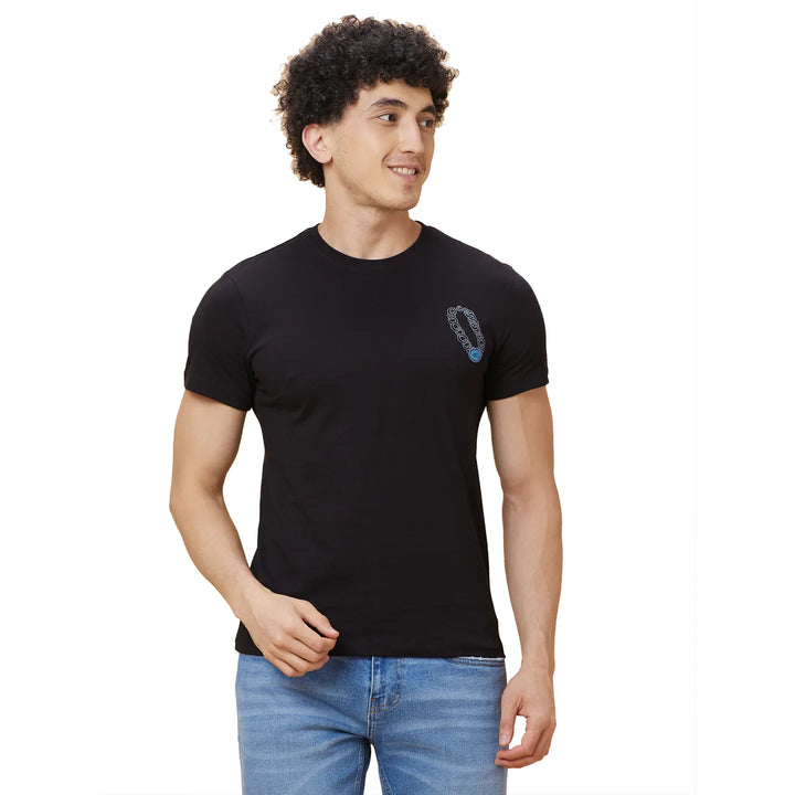 Black Regular Fit Round Neck Men's T-Shirt by Being Human Clothing