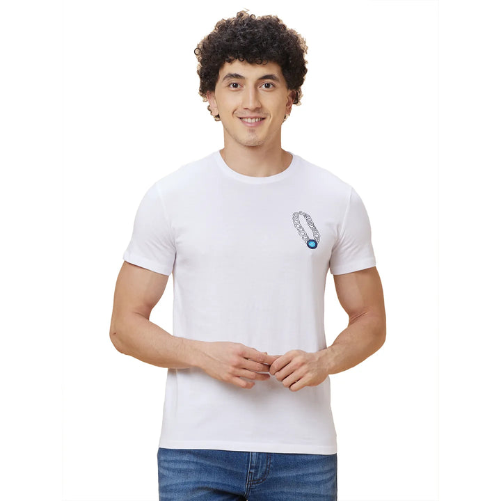 White Regular Fit Round Neck Men's T-Shirt by Being Human Clothing