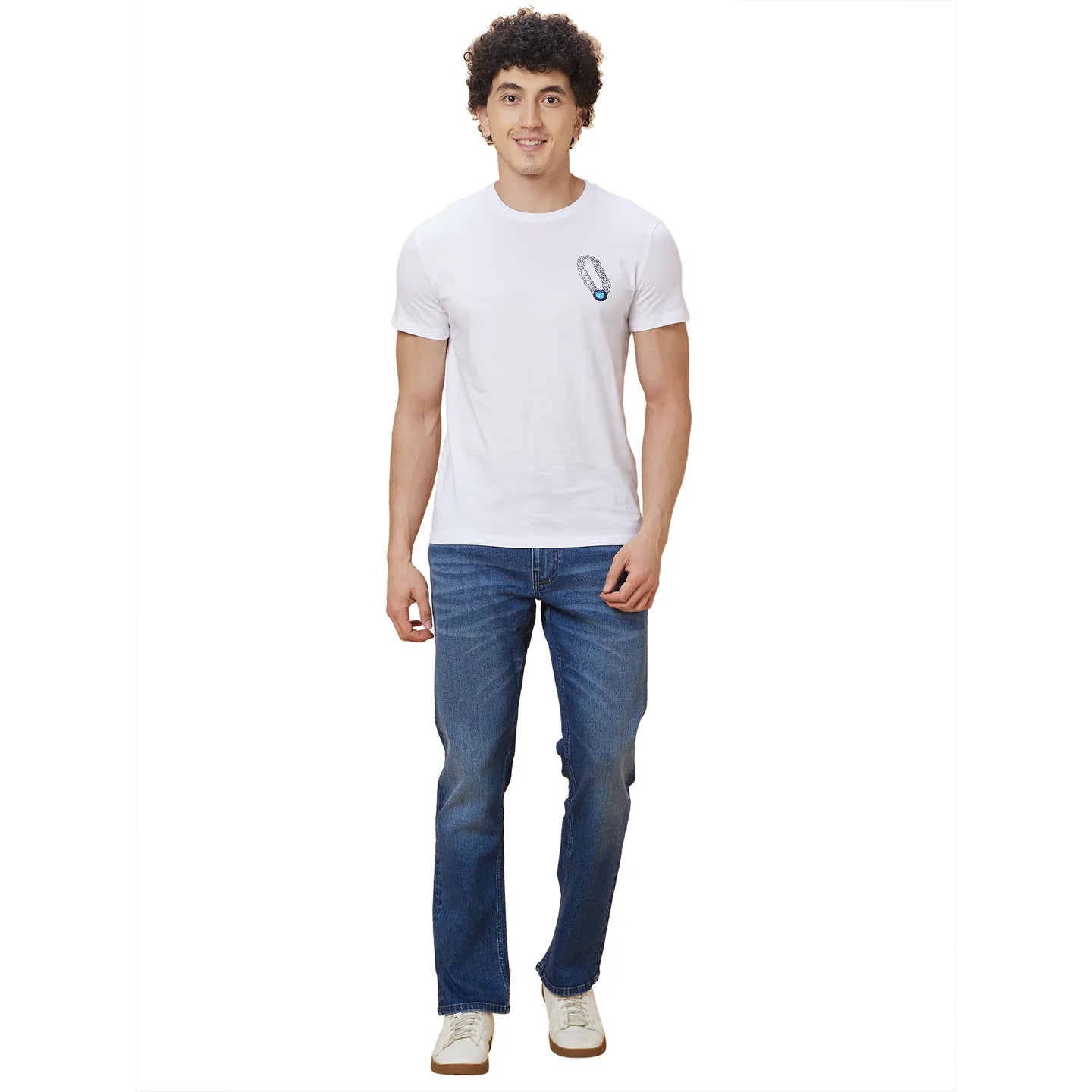 White Regular Fit Round Neck Men's T-Shirt by Being Human Clothing