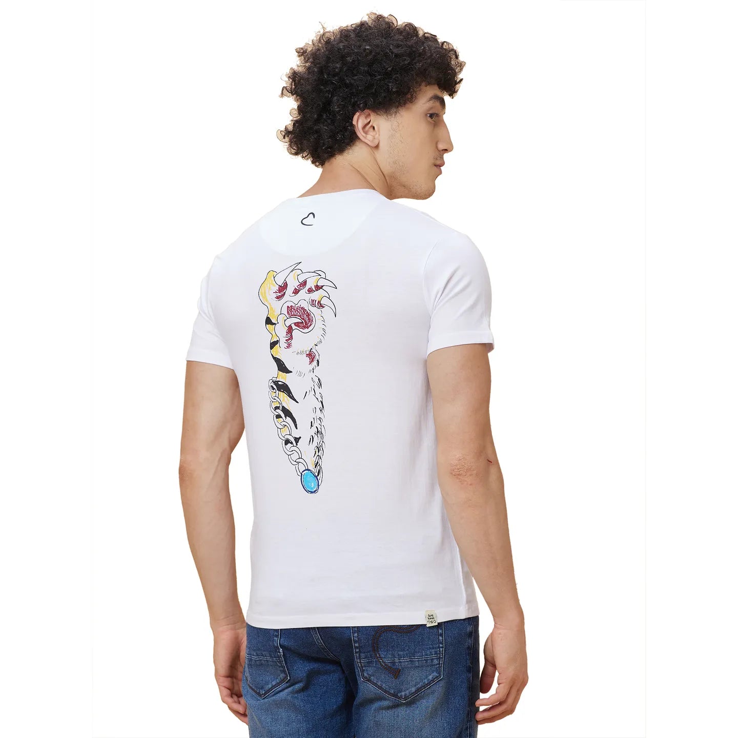 White Regular Fit Round Neck Men's T-Shirt by Being Human Clothing