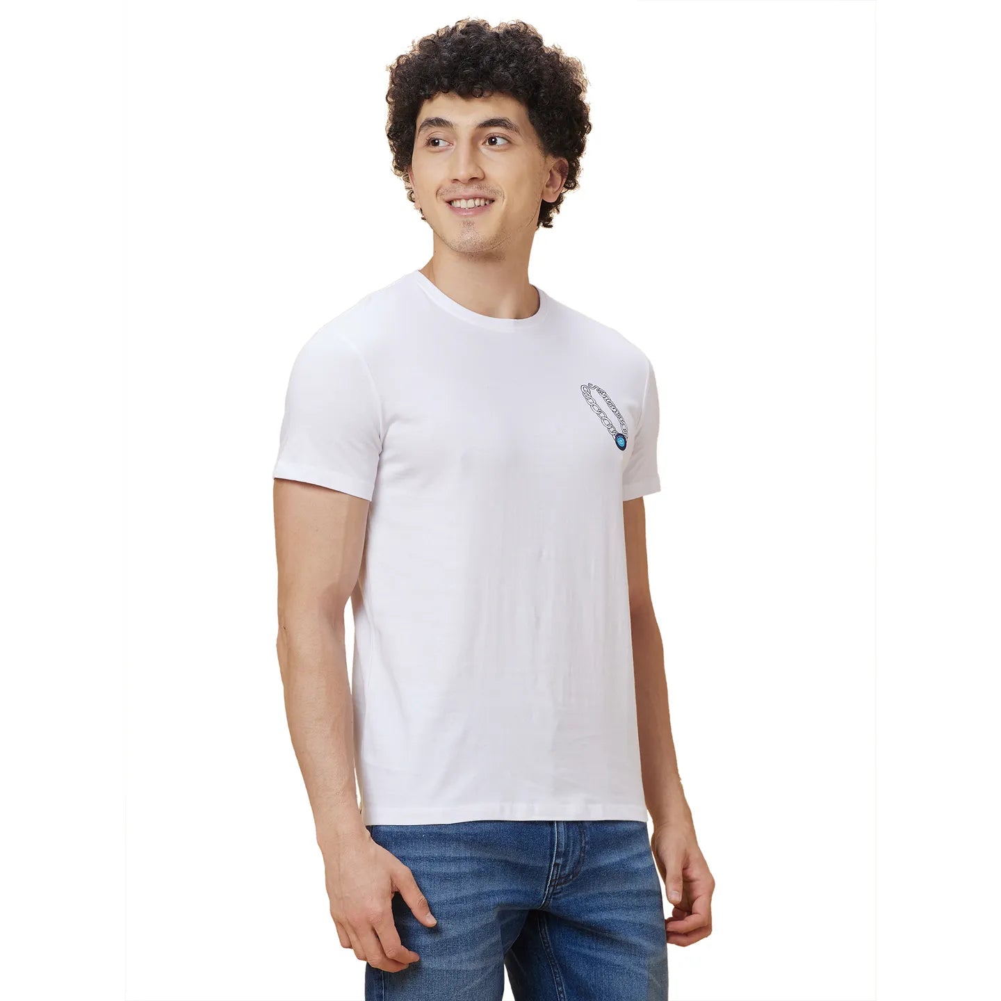 White Regular Fit Round Neck Men's T-Shirt by Being Human Clothing