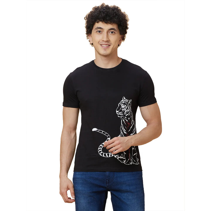 Black Regular Fit Men's Short Sleeves T-Shirt by Being Human Clothing