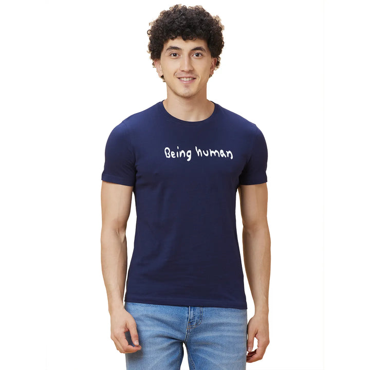 Navy Regular Fit Men's Short Sleeves T-Shirt by Being Human Clothing