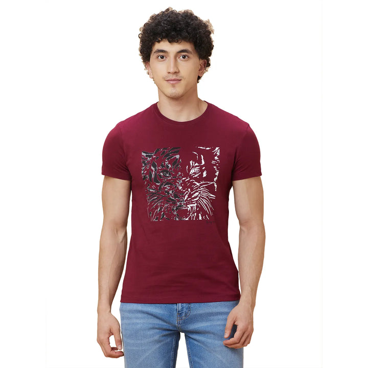 Red Regular Fit Men's Short Sleeves T-Shirt by Being Human Clothing