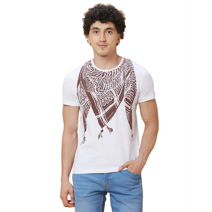 White Regular Fit Round Neck Men's T-Shirt by Being Human Clothing