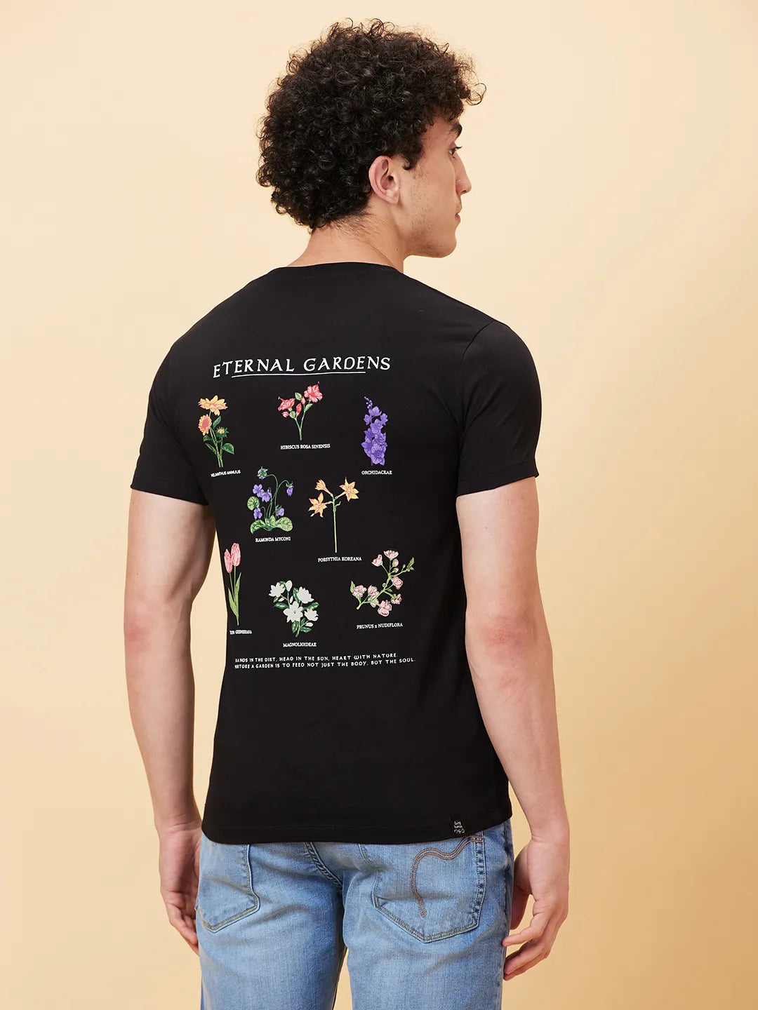 Black Slim Fit Round Neck Men's T-Shirt by Being Human Clothing