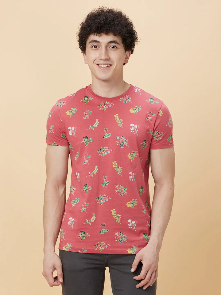 Mineral Red Regular Fit Round Neck Men's T-Shirt by Being Human Clothing