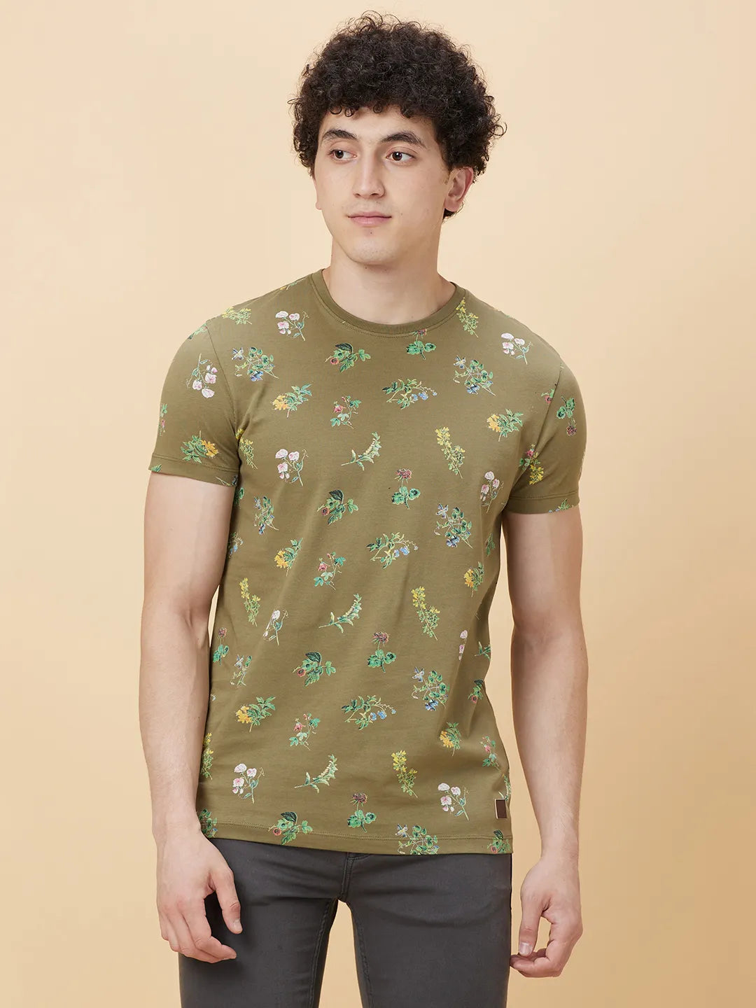 Olive Regular Fit Round Neck Men's T-Shirt by Being Human Clothing