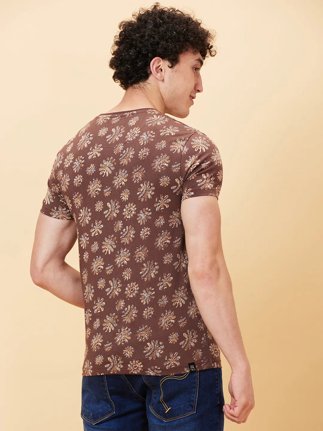 Coffee Regular Fit Round Neck Men's T-Shirt by Being Human Clothing