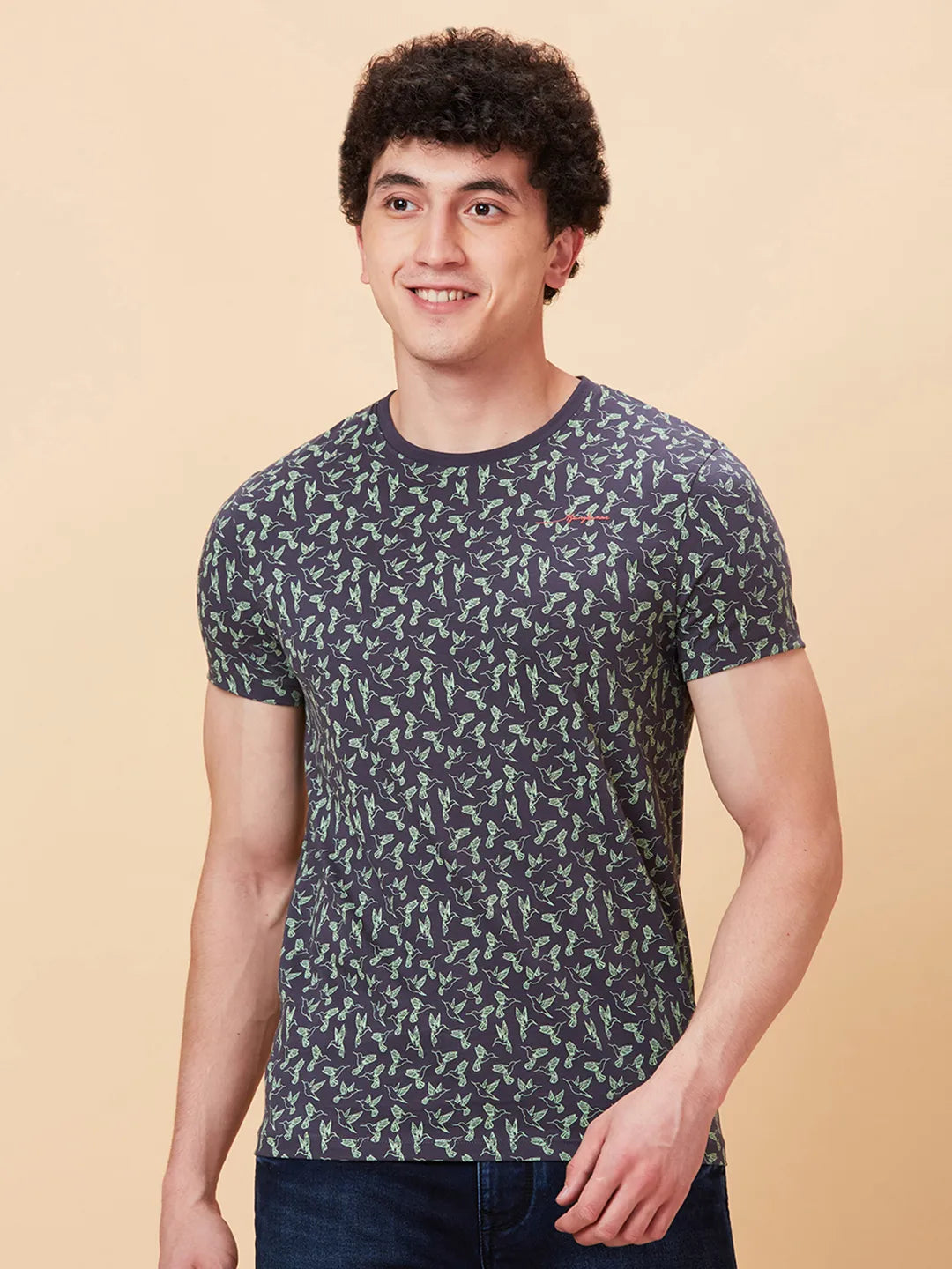 Charcoal Regular Fit Round Neck Men's T-Shirt by Being Human Clothing