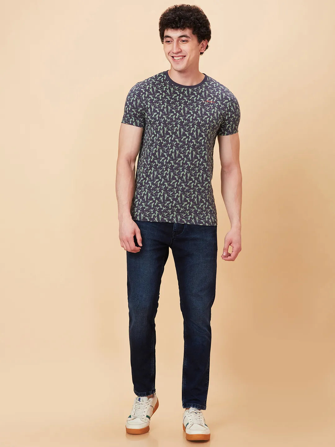 Charcoal Regular Fit Round Neck Men's T-Shirt by Being Human Clothing