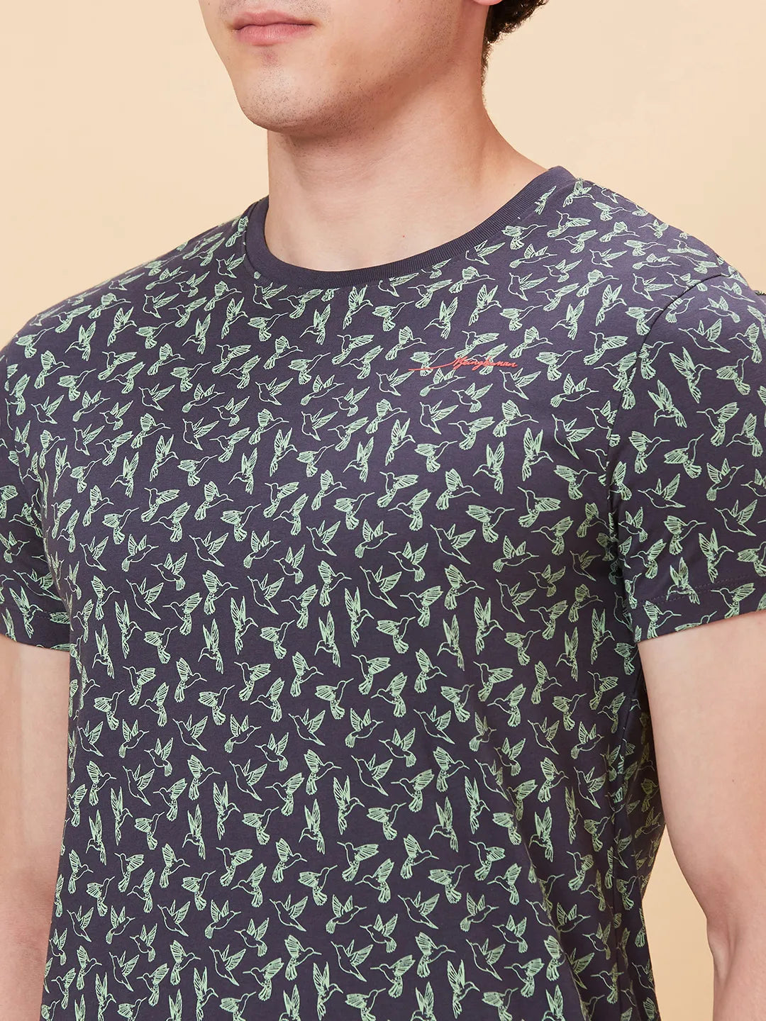 Charcoal Regular Fit Round Neck Men's T-Shirt by Being Human Clothing