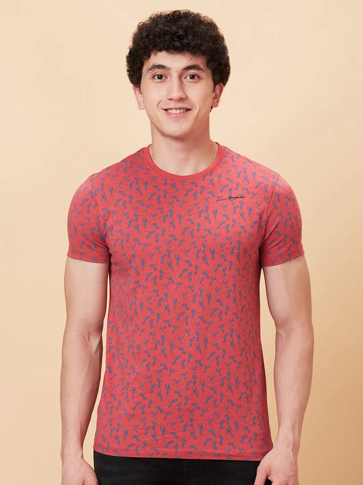 Mineral Red Regular Fit Round Neck Men's T-Shirt by Being Human Clothing