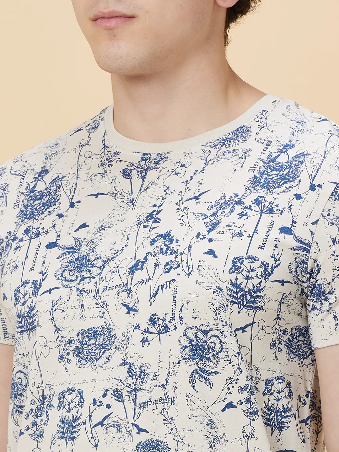 Chalk Regular Fit Round Neck Men's T-Shirt by Being Human Clothing